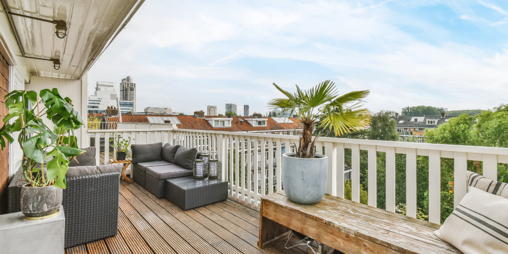 ESL lesson on vocabulary for balcony and terrace furnishings and decor.