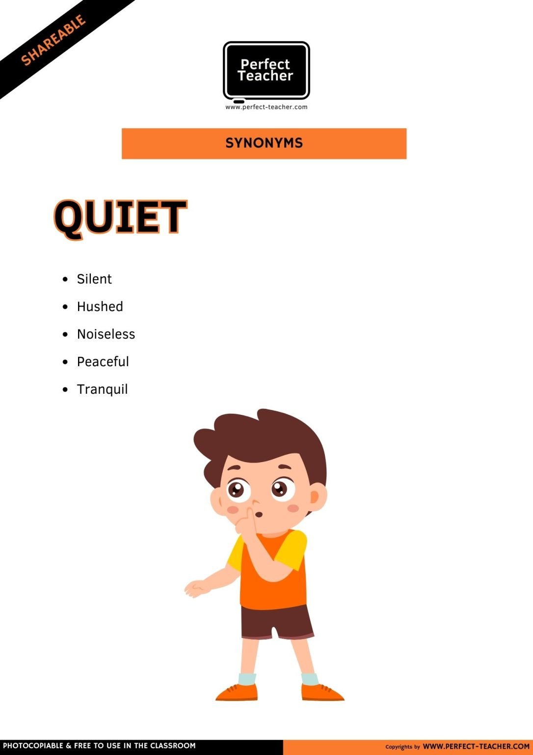 SYNONYMS: QUIET