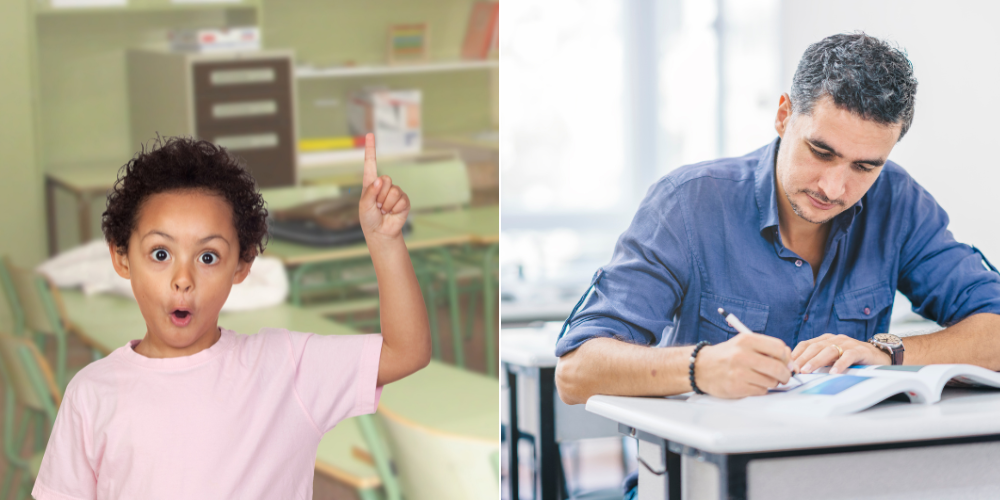 Left (Child Raising Hand): This represents how children learn languages through interaction, observation, and trial and error, without a strong focus on grammar rules.
Right (Adult Studying Alone): The adult studying alone represents the traditional, more formal approach to language learning, where the focus is on grammar and isolated practice.